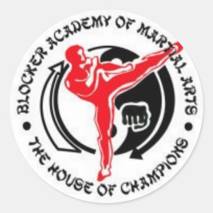 Sticker Rond Académie de dresseur d'autocollant d'arts martiau