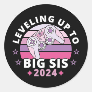 Sticker Rond  Accéder au rang de grande sœur 2024 Filles