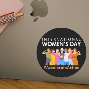 Sticker Rond Accélérer l'action Journée internationale de la fe