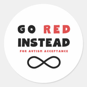 Sticker Rond Acceptation de l'autisme au lieu de rouge