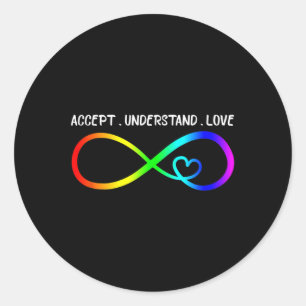 Sticker Rond Accepter Comprendre Amour Coeur Infinité Autisme A