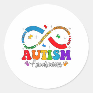 Sticker Rond Accepter Comprendre Amour Coeur Infinité Autisme A