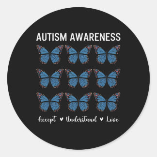 Sticker Rond Accepter Comprendre la Sensibilisation sur l'autis