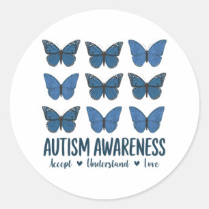 Sticker Rond Accepter Comprendre la Sensibilisation sur l'autis
