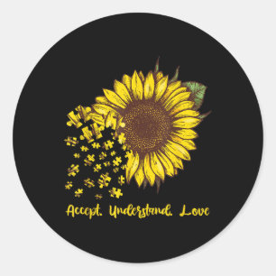 Sticker Rond Accepter Comprendre l'amour Sensibilisation sur l'