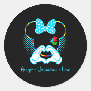 Sticker Rond Accepter Comprendre Sensibilisation sur l'autisme