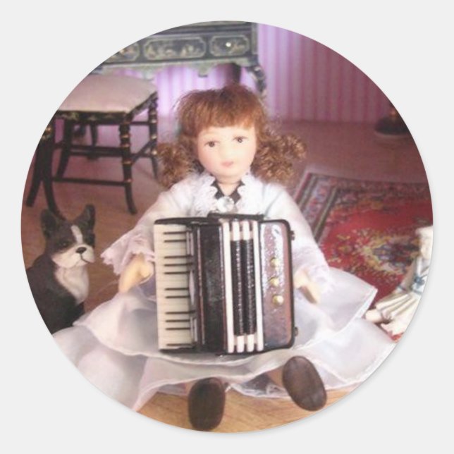 STICKER ROND ACCORDION GIRL (Devant)