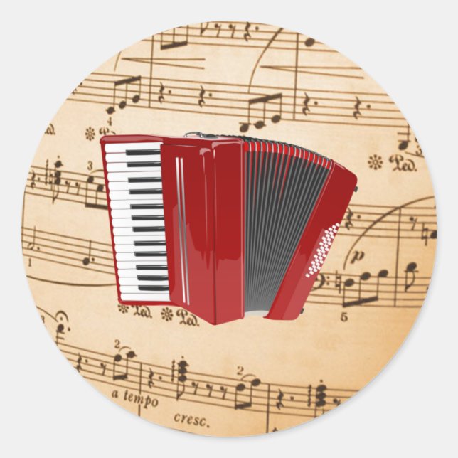 Sticker Rond Accordion Music, design populaire, (Devant)
