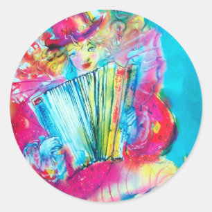 STICKER ROND ACCORDION PLAYER DANS LA NUIT