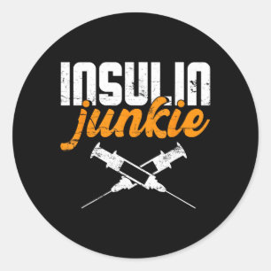 Sticker Rond Accro à l'insuline _ Sensibilisation au diabète _