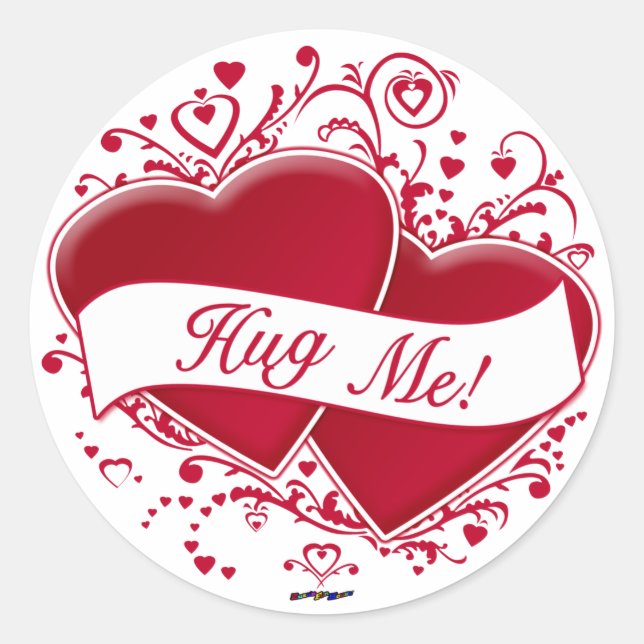 Sticker Rond Accroche-Moi ! Cœurs rouges (Devant)