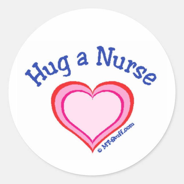Sticker Rond Accrocher un coeur d'infirmière (Devant)