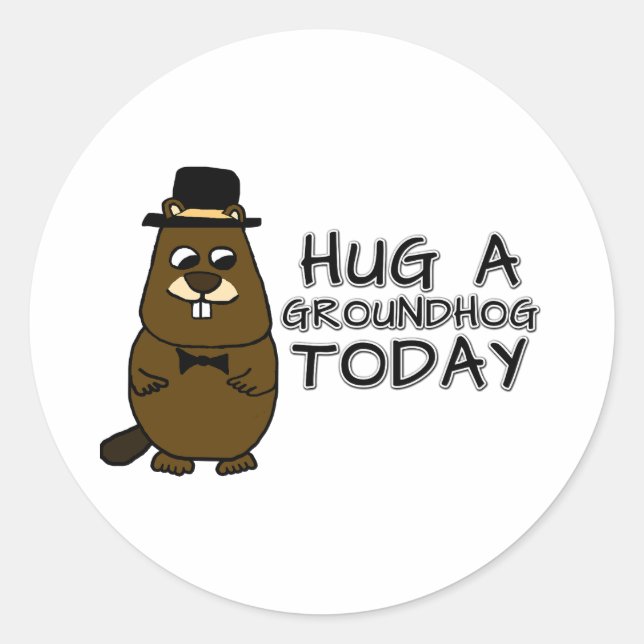 Sticker Rond Accrochez un marmotte aujourd'hui (Devant)