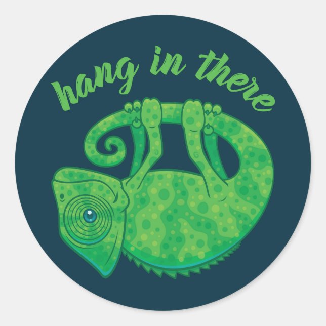 Sticker Rond Accrochez-Vous Là Magique Chameleon (Devant)