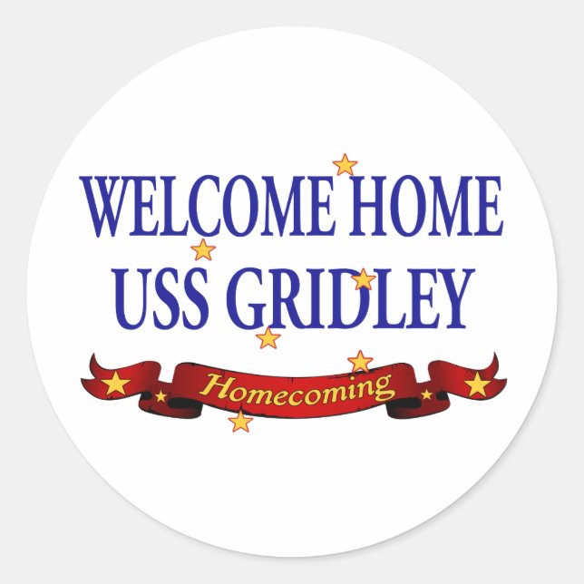Sticker Rond Accueil Accueil USS Gridely (Devant)