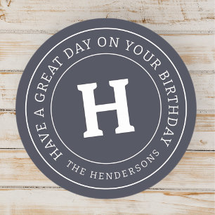 Sticker Rond Accueil Anniversaire Chic Moderne Famille Monogram