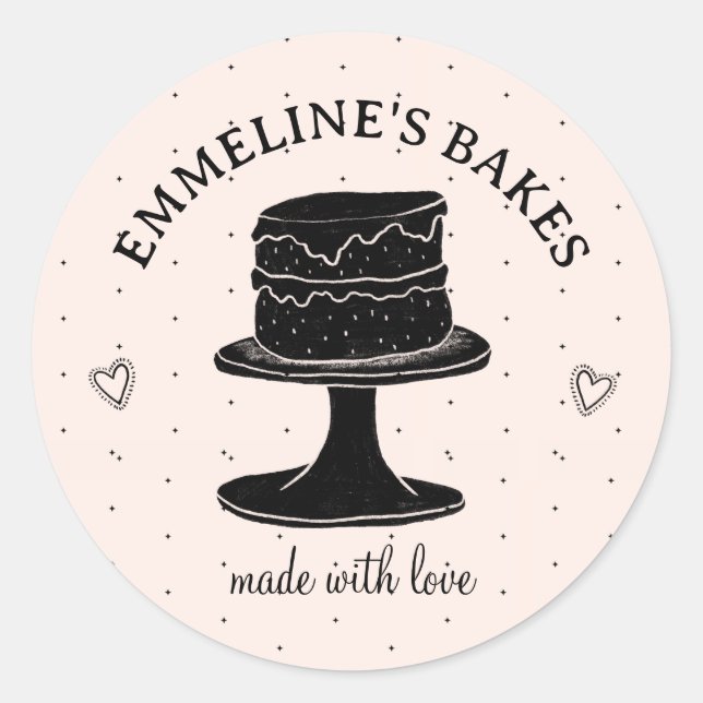 Sticker Rond Accueil Baker Cook Gâteau Illustré Fabriqué Avec A (Devant)