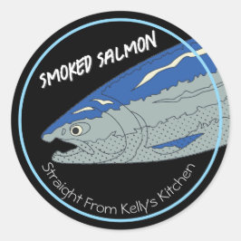 Sticker Rond Accueil Canning Business Fumé Saumon moderne Étiqu