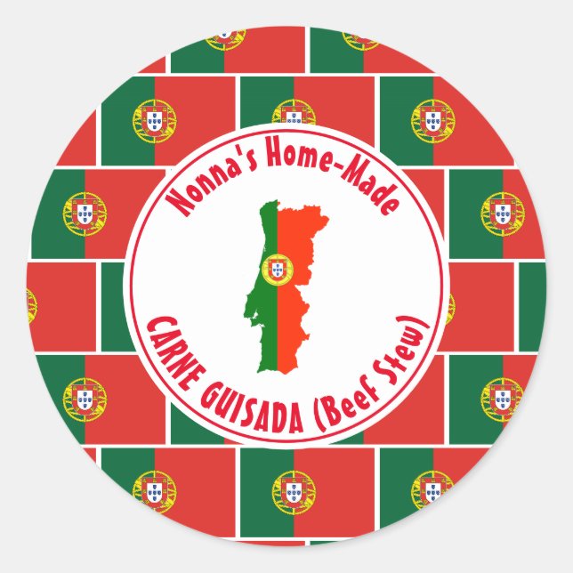 Sticker Rond Accueil Fabriqué PORTUGAIS BOEUF STEEF (Devant)