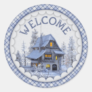 Sticker Rond Accueil hivernal chaud