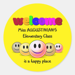 Sticker Rond Accueil personnalisé de la classe d'enseignants Ja
