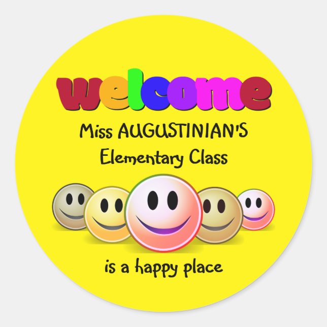 Sticker Rond Accueil personnalisé de la classe d'enseignants Ja (Devant)