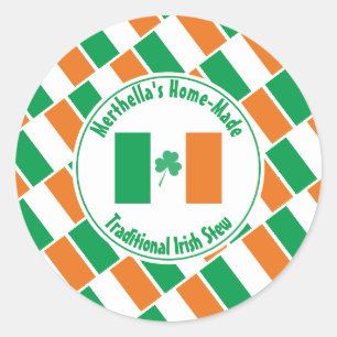 Sticker Rond Accueil Shamrock du drapeau irlandais Made IRISH S