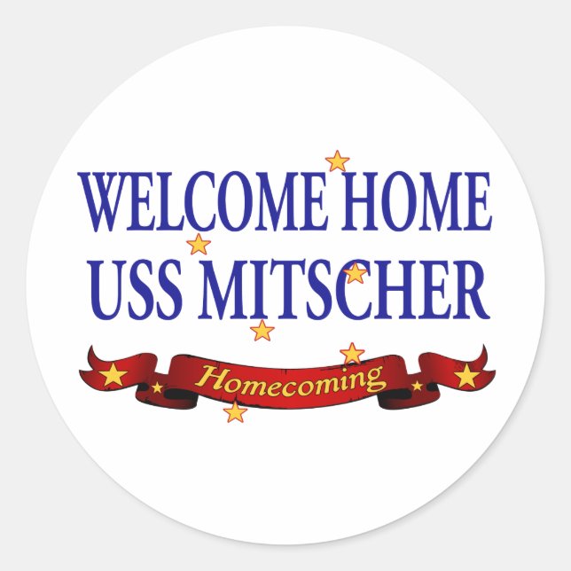 Sticker Rond Accueil USS Mitscher (Devant)