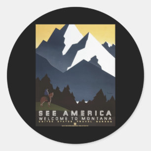 Sticker Rond Accueil vers le Montana