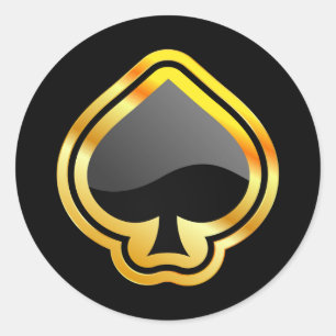 Sticker Rond Ace d'or des pique