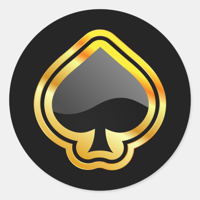 Sticker Rond Ace d'or des pique (Devant)