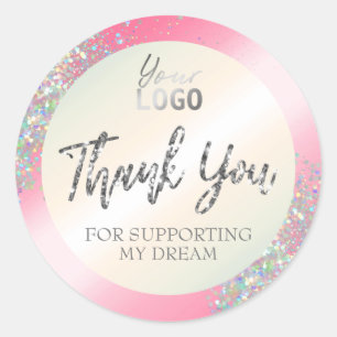 Sticker Rond Achat de Merci de Parties scintillant Holographiqu