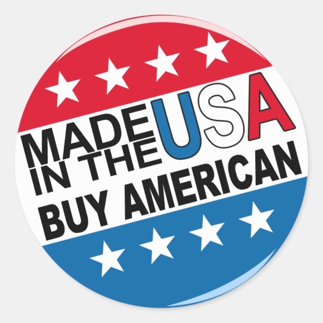 Sticker Rond Acheter américain - Fabriqué aux Etats-Unis (Devant)