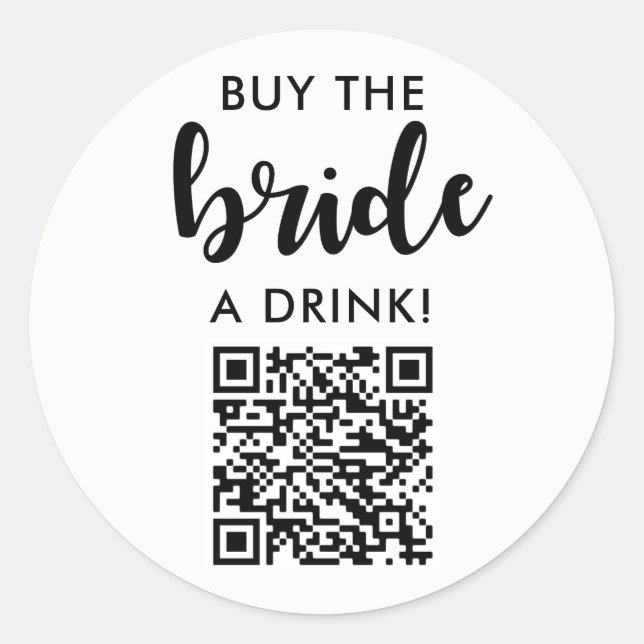 Sticker Rond Acheter un verre à la mariée Code QR enterrement d (Devant)