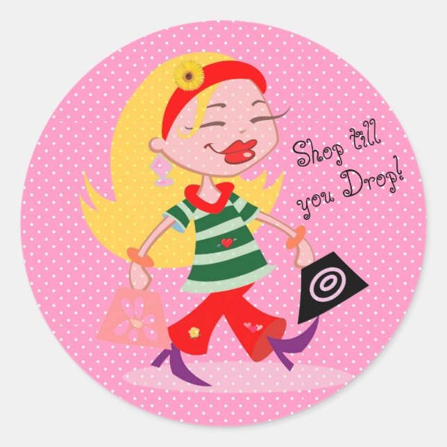 Sticker Rond Achetez jusqu'à ce que vous lâchiez! (Devant)
