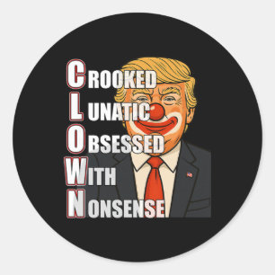 Sticker Rond Acronyme de clown parodie anti Trump