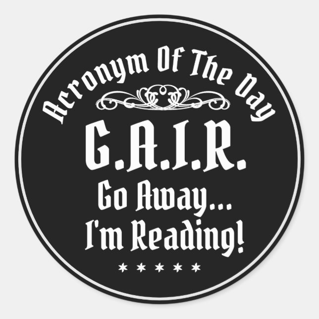 Sticker Rond Acronyme de lecture humoristique Texte blanc (Devant)