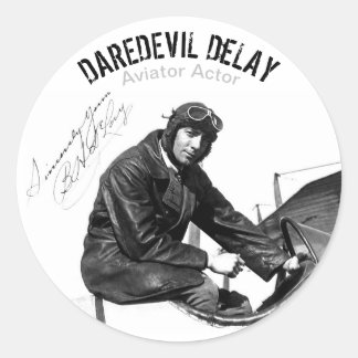 Sticker Rond Acteur de l'aviateur DAREDEVIL DeLAY - Feuille de 