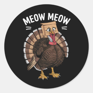 Sticker Rond Action de grâce drôle dinde chat miaou automne