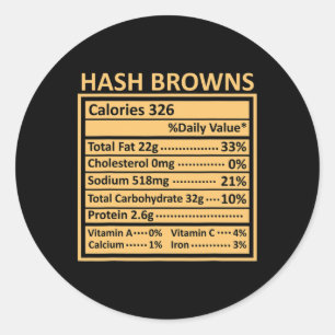 Sticker Rond Action de grâce Noël Hash Browns Nutrition drôle