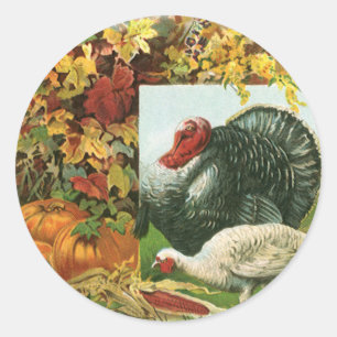 Sticker Rond Action de grâce vintage, couleurs d'automne de din