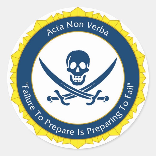Sticker Rond Action Pas Mots - Latin - Acta Non Verba (Devant)