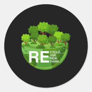 Sticker Rond Activisme de l'environnement Recycler Réutiliser R