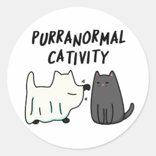 Sticker Rond Activité surnaturelle féline Blague drôle d'Hallow