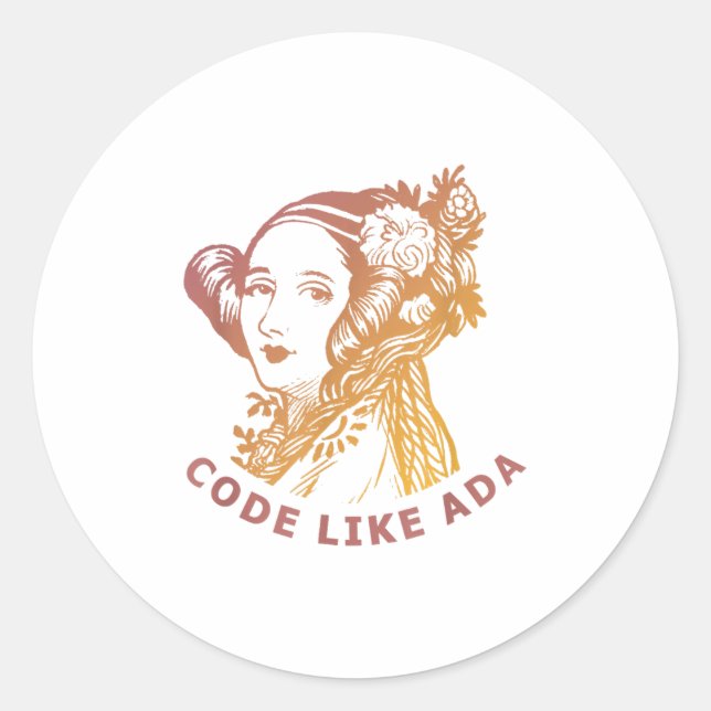 Sticker Rond Ada Lovelace Dawn Gradient Code Like Ada  (Devant)