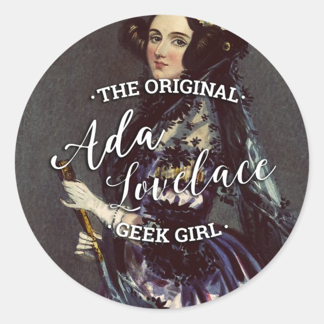Sticker Rond Ada Lovelace - La fille Geek originale (Devant)