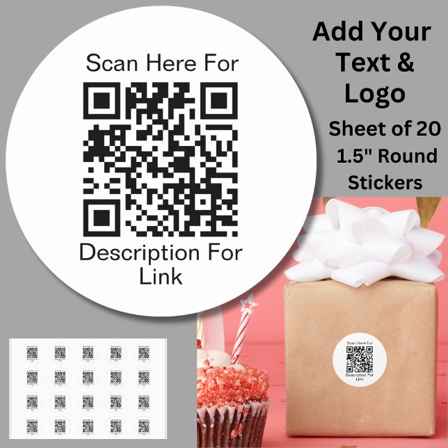 Sticker Rond Add Your Website Link URL -  Scan QR Code on white (Créateur téléchargé)