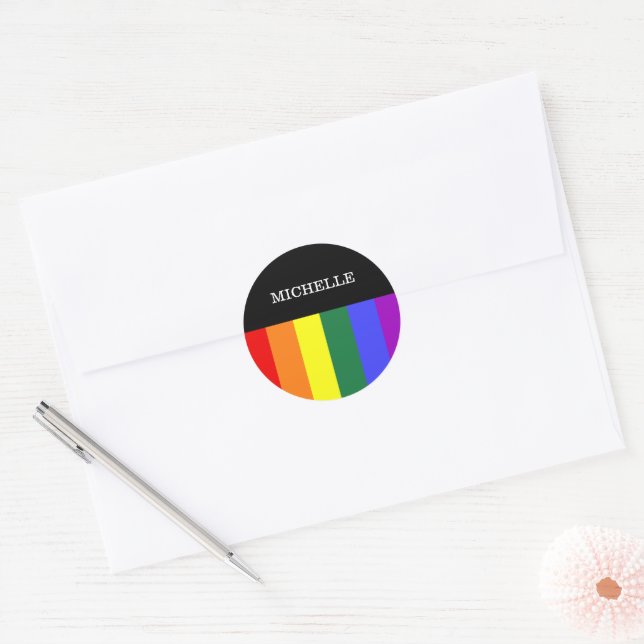 Sticker Rond Adesivo Autocolante Orgulho Gay Rainbow (Enveloppe)