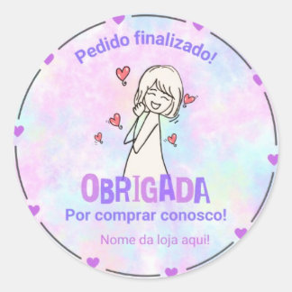 Sticker Rond Adesivo " OBRIGADA POR COMPRAR CONOSCO"