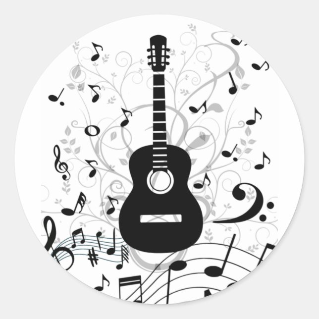 Sticker Rond Adesivo redondo autocolante musical violão (Devant)